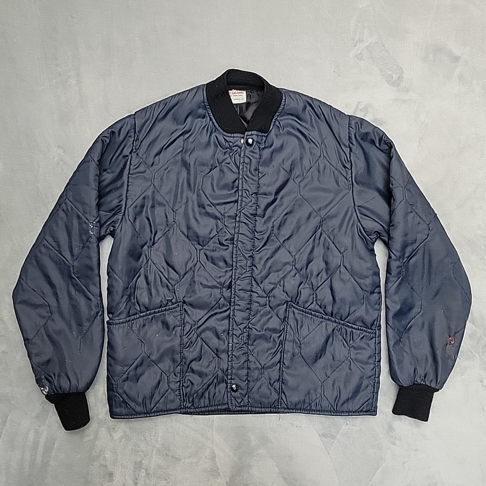 Vintage Wear-Guard  Jacket Mens Medium Navy Blue Quilted Bomber Work Made In USA